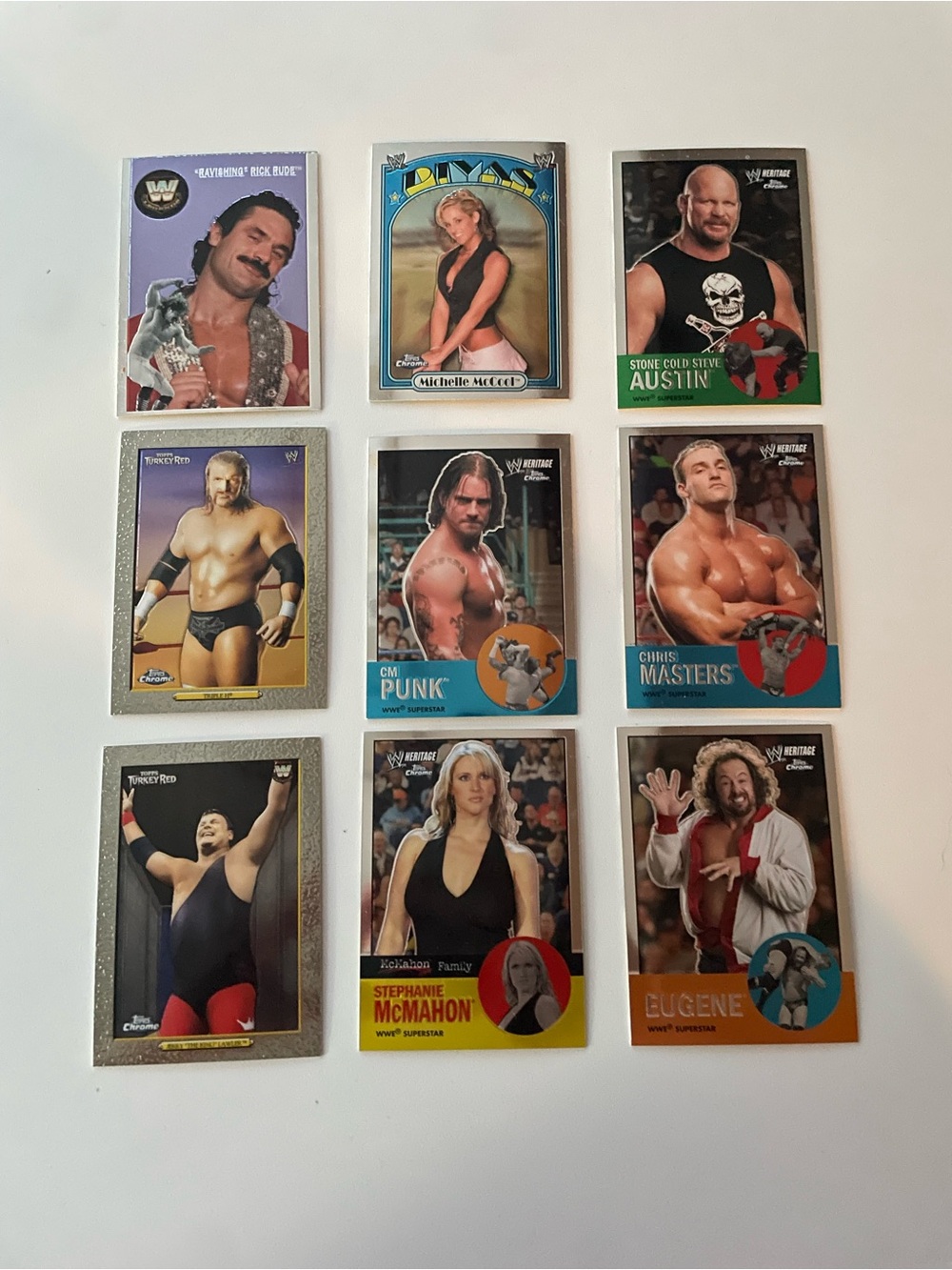 WWE Trading Card Set - Blue, Red, Yellow, Black, Silver Accents